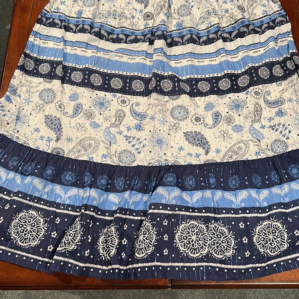 NWT Justice Maxi Dress Blue White Silver Metallic Stretchy Bodice Size 20